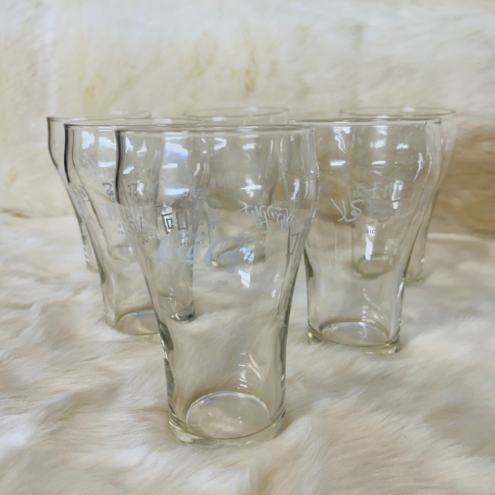 6 Vintage coca-cola glasses written in 5 languages - Picture 3 of 11
